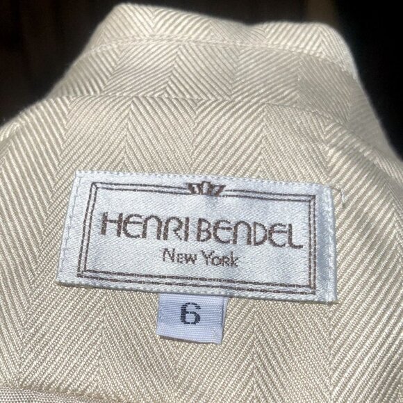 Vintage Henri Bendel Silk Cream Herringbone Blazer Women's 6 SMALL - Picture 5 of 12